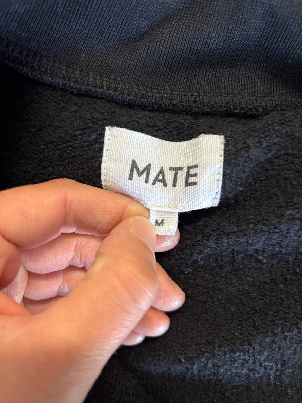 Mate Organic Fleece Quarter Zip Sweatshirt Black Size M - Picture 4 of 5